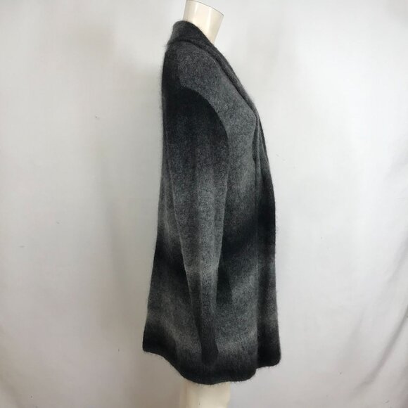 EILEEN FISHER - WOMEN'S LARGE - BLACK /GRAY OPEN FRONT MOHAIR BLEND CARDIGAN - Picture 4 of 9
